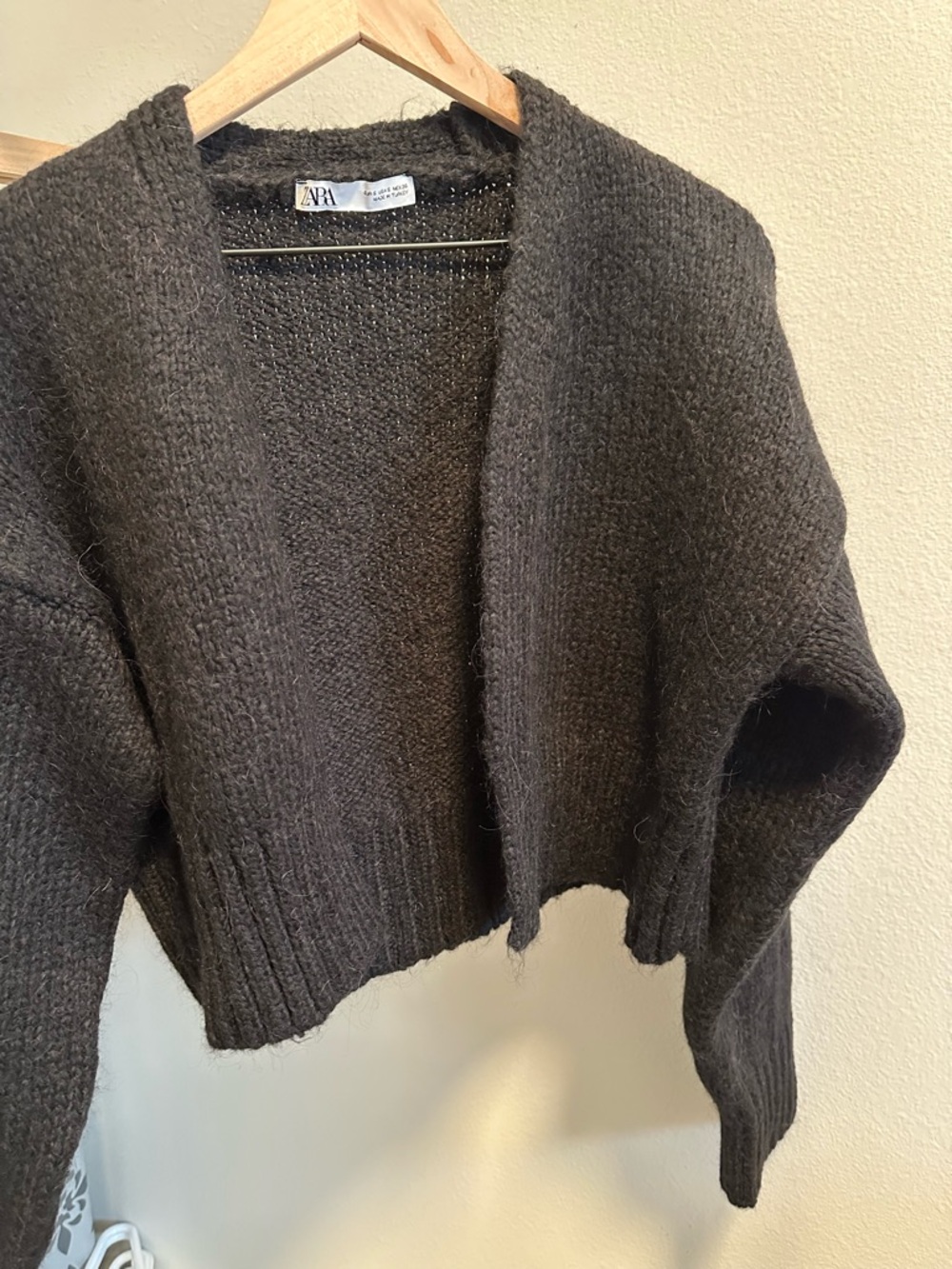 Zara Black Knit Cropped Jacket